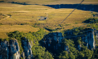 Tirolesa considerada a mais alta das Américas é inaugurada no RS