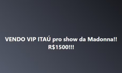 portal plural 'ingressos' vip para ver madonna no rio são anunciados por até r$ 2 mil, e patrocinador alerta para 'fraude'