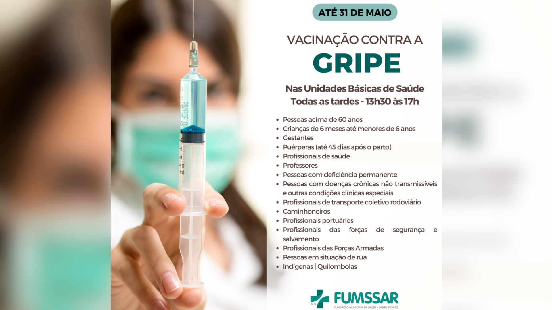 portal plural vacinação contra a gripe está disponível todas as tardes nas ubss