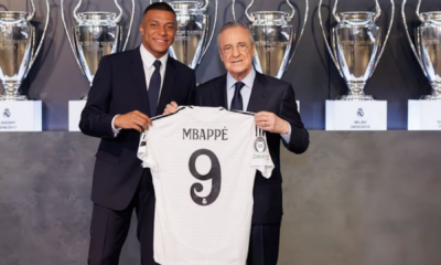 portal plural mbappé copia gesto de cristiano ronaldo e é apresentado no real madrid no bernabéu lotado