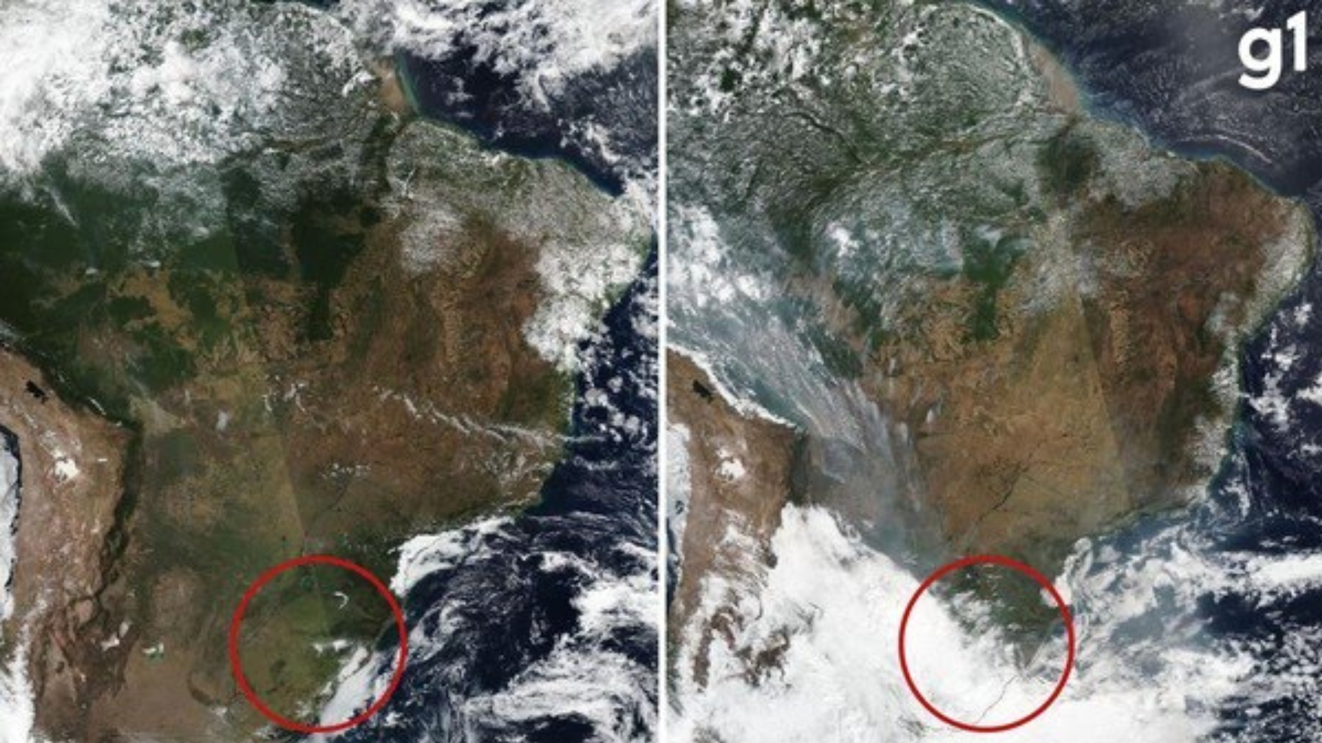 portal plural imagens da nasa registram antes e depois de fumaça de queimadas se espalhar pelo rs
