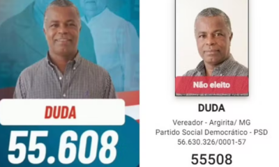 portal plural o candidato a vereador em argirita, josé iria de araújo (psd), de 60 anos, conhecido como 'duda', teve o número de urna divulgado erroneamente durante a campanha eleitoral. os mater